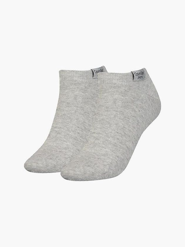 Calvin Klein USA 2 Pack Logo Ankle Womens Socks Grey 9607458-HE